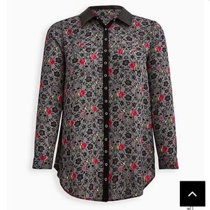 🆕💀 🌹2X BETSEY JOHNSON FLORAL SKULLS TUNIC BLOUSE 🌹 💀